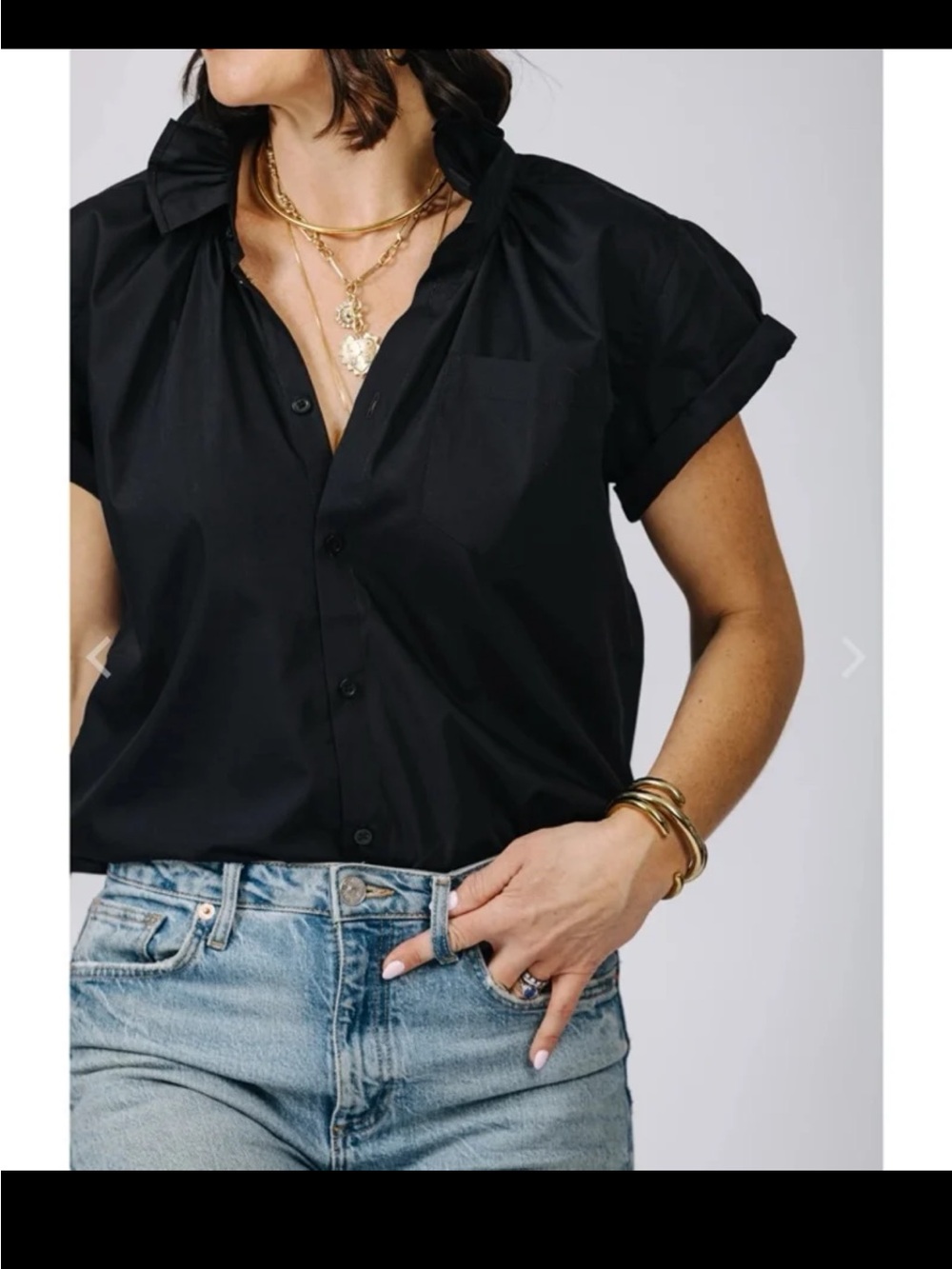 Kate McHale Jensen KMJ Quarantini Boyfriend Fit Blouse in Black Size Small - Picture 2 of 12